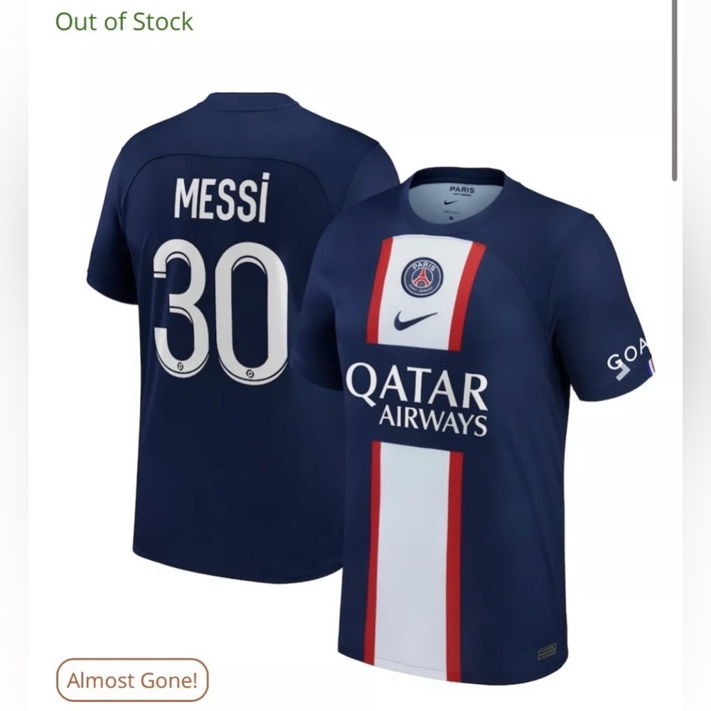 NWT 2022/23 PSG Home Jersey #30 Messi Large L Nike Paris Saint Germain FC Club